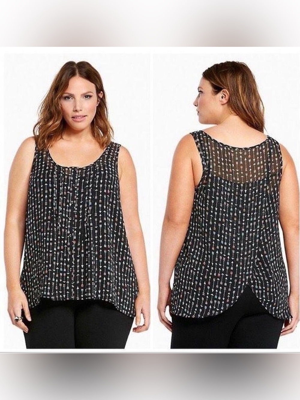 Torrid Black Arrow Print Sleeveless Tank Top - size 2 Women